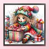 Girl Opening Gifts-11CT Stamped Cross Stitch 40*40cm/15.75*15.75in tapestrymarket