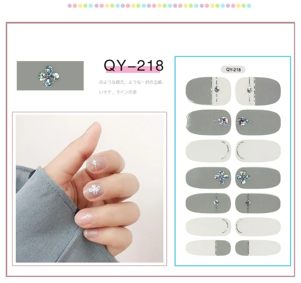 ENDRRFLLA Glitter Decorative Floral Nail Stickers Gray Water Transfer Polish Items Nail Art Decals 2020 New Design Nail Art 1pc-Nail Inspo