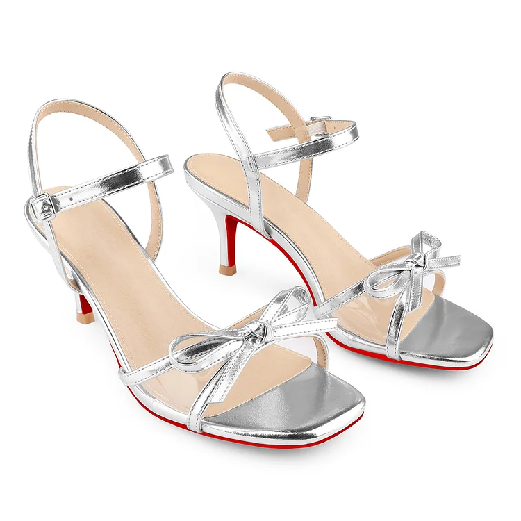 65mm Kitten Heels for Women Open Toe Ankle Strap Low Heel Sandals Red Bottom Matte Party Wedding Dress Shoes  VOCOSI VOCOSI