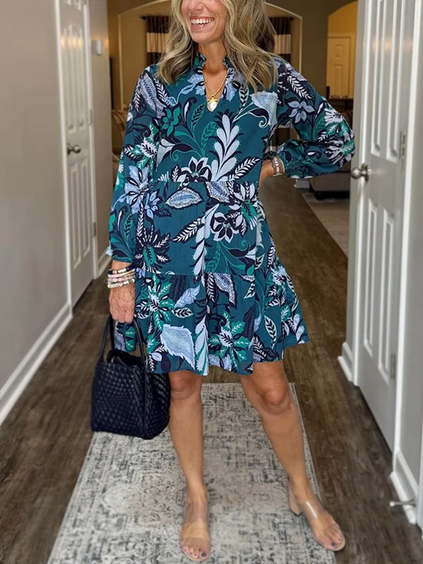 NEW🔥 V Neck Floral Vintage Print Dress