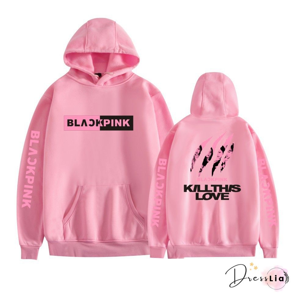Kpop Blackpink Printed Hoodies Women Casual Personality Hooded Pullover Fashion Outdoor Long Sleeve Sweatshirts