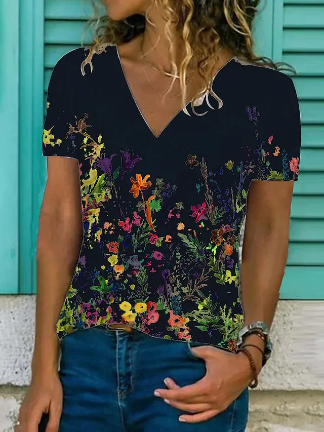 Women's T shirt Tee Floral Graphic