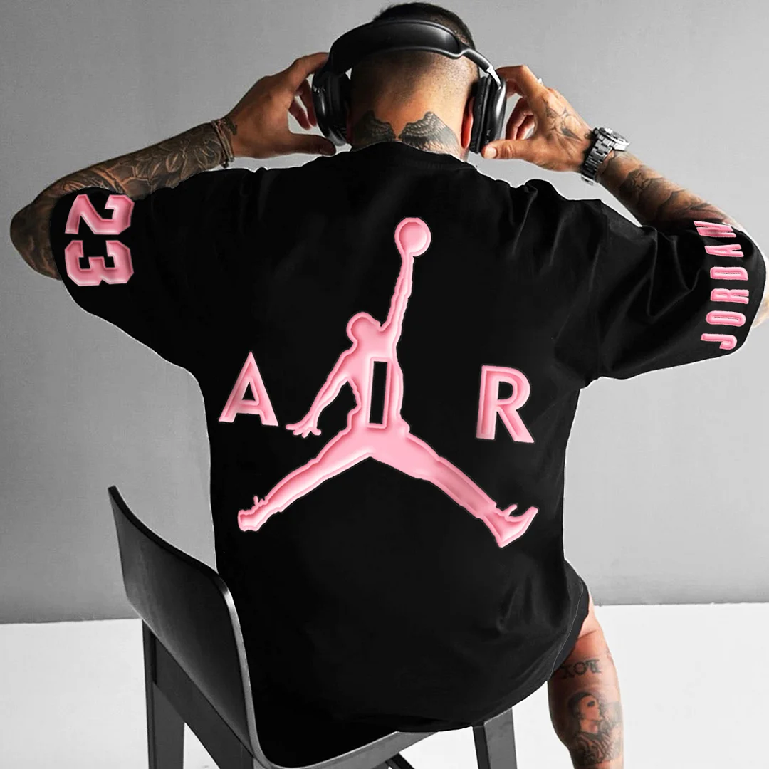 Unisex Basketball Jumpman Casual Print Oversized T-Shirt