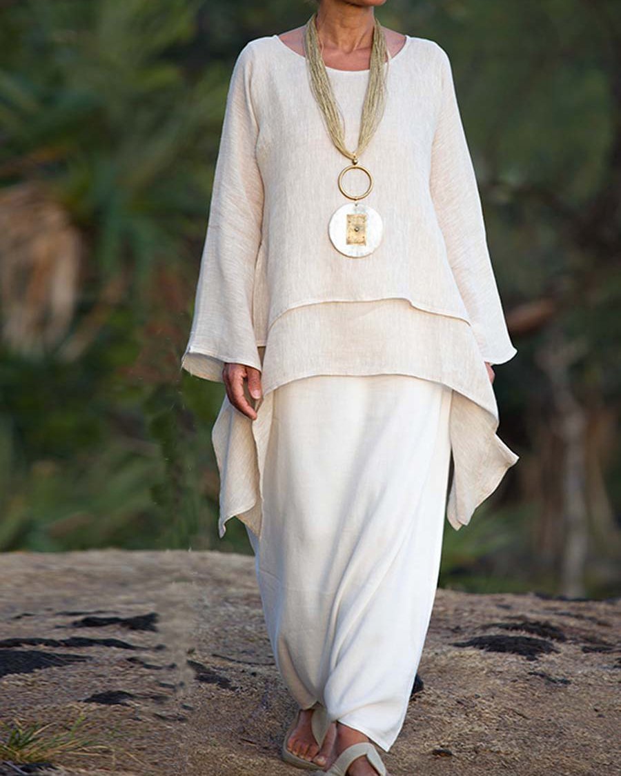 Loose Casual Round Neck And Irregular Hem Suit