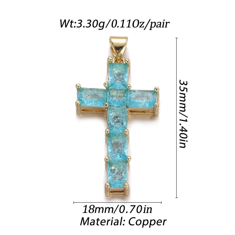 1 Piece Copper Zircon Cross Pendant