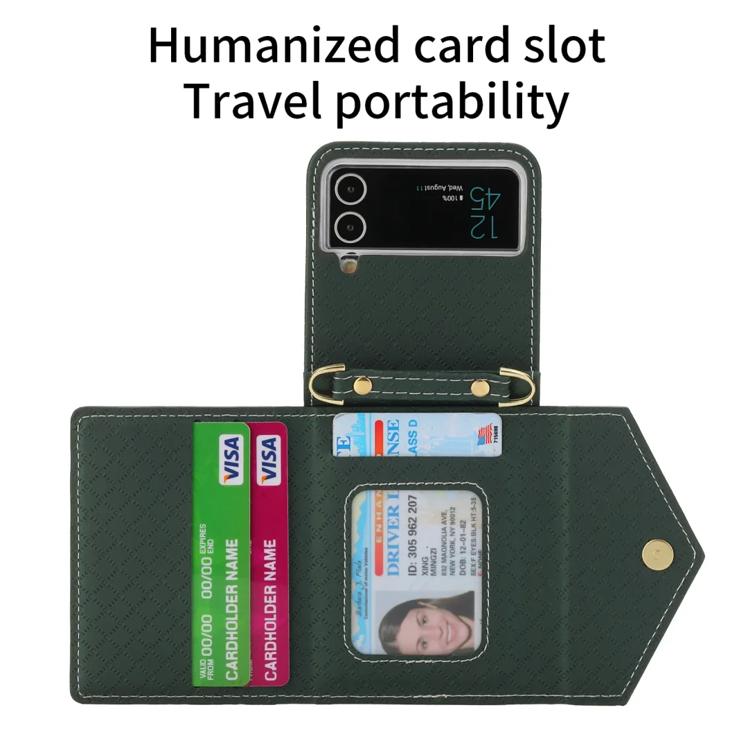 Applicable To For Samsung ZFlip3/ZFlip4 Fold-Screen Card Leather Phone Case
