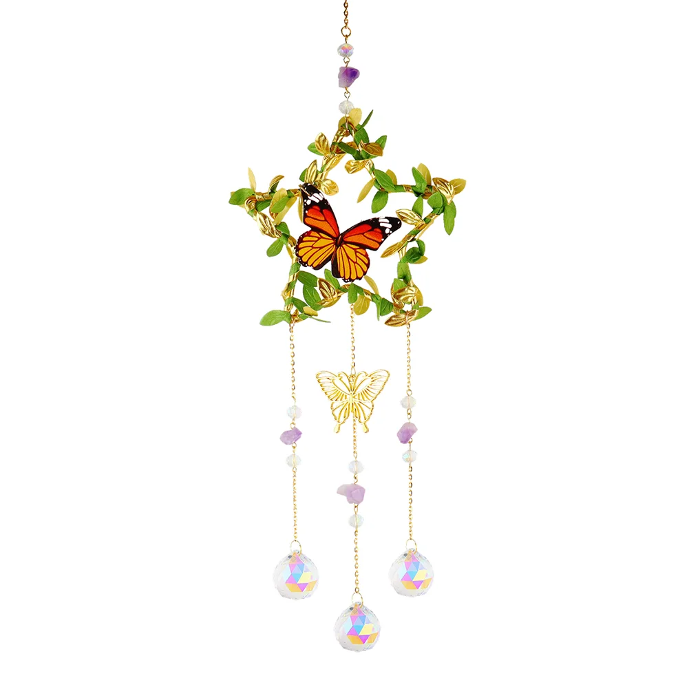 Crystal Wind Chime Star Moon Love Prism Catchers Ornament Home Garden Decor