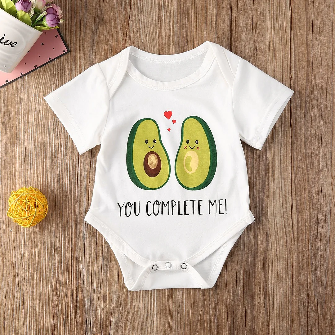2020 Baby Summer Clothing Baby Jumpsuits for Girls Cartoon Avocado Print Round Neck Short Sleeve Bodysuit for Kids Girls