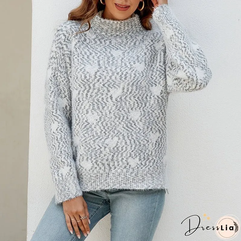 Casual Heart Knit Sweater