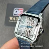 Cartier Santos Large Skeleton WHSA0015 Hand Wind Blue leather strap 40mm Super Clone