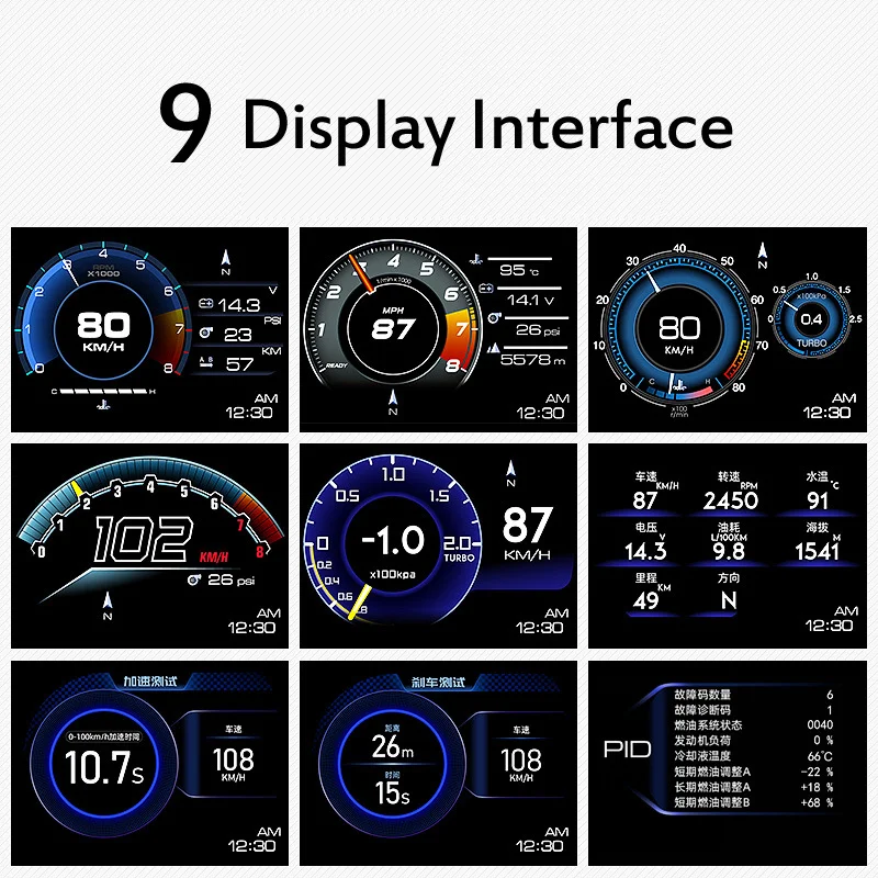 Car OBD multi-function LCD instrument modified head-up display