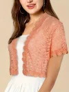 Contrast Lace Open Front Short Sleeve Cardigan for Women