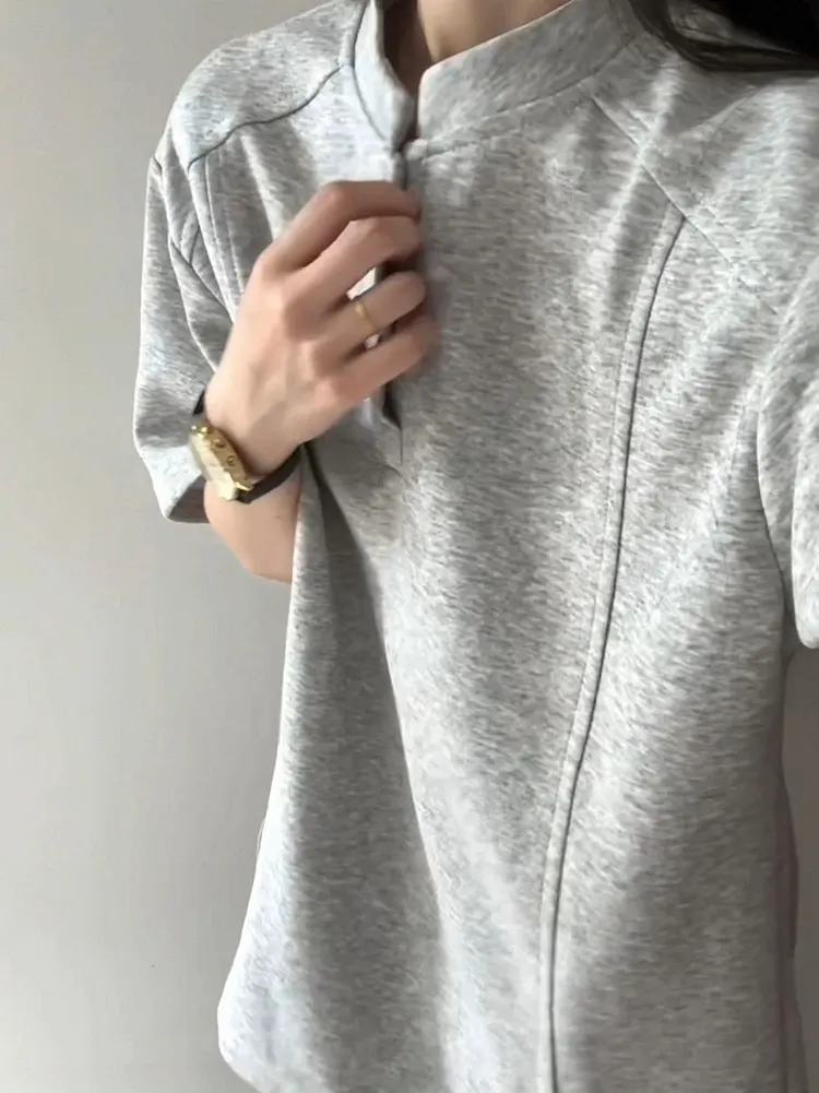 Women's Polo T - Shirt in Cotton with a Stand Up Collar