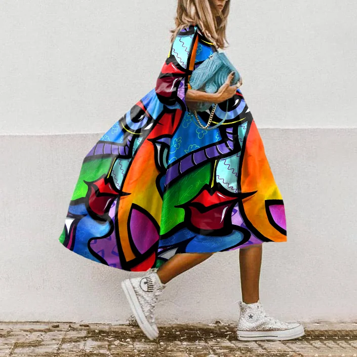 ⚡NEW SEASON⚡Loose Abstract Print Midi Dress
