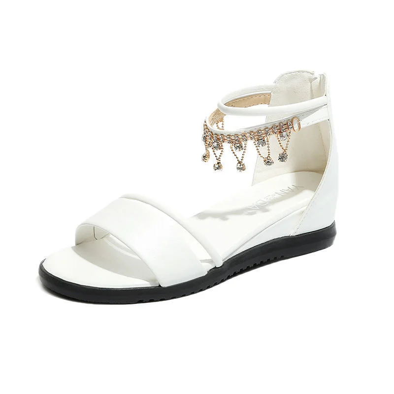 Tanguoant Tanguoant New Sandal Women Summer Flat Low Heel Women's Shoes Wedge Heel Open Toe Casual Korean Version Of Rear Zipper Sandals Women