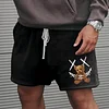 Men's Retro Smiley Teddy Bear Print Casual Sports Shorts by Inlyline