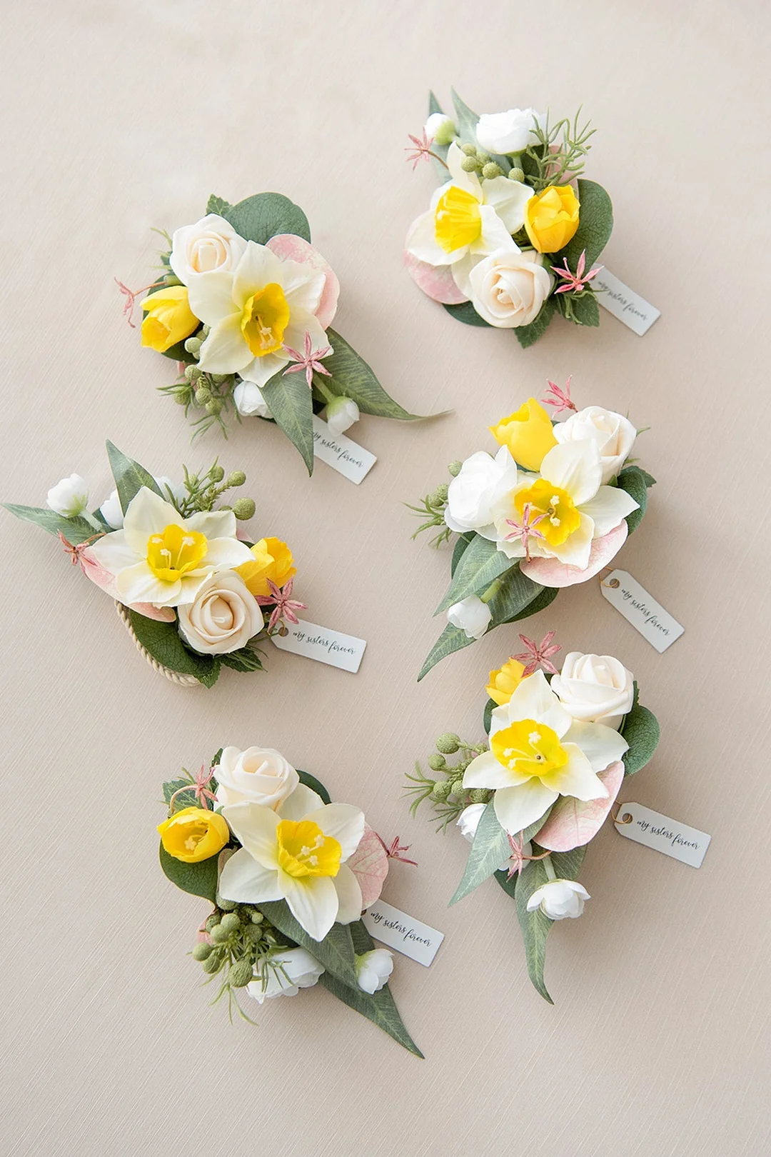Wrist Corsages in Nude & French Yellow
