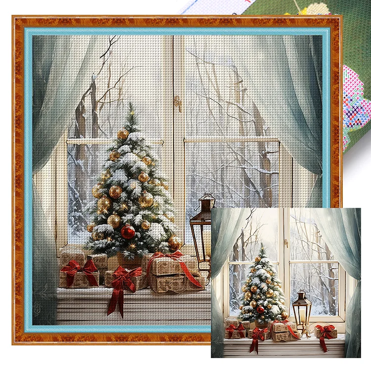 Winter Christmas Window - Printed Cross Stitch 11CT 50*50CM