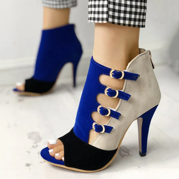 HUXM Hollow Out Buckled High Heels