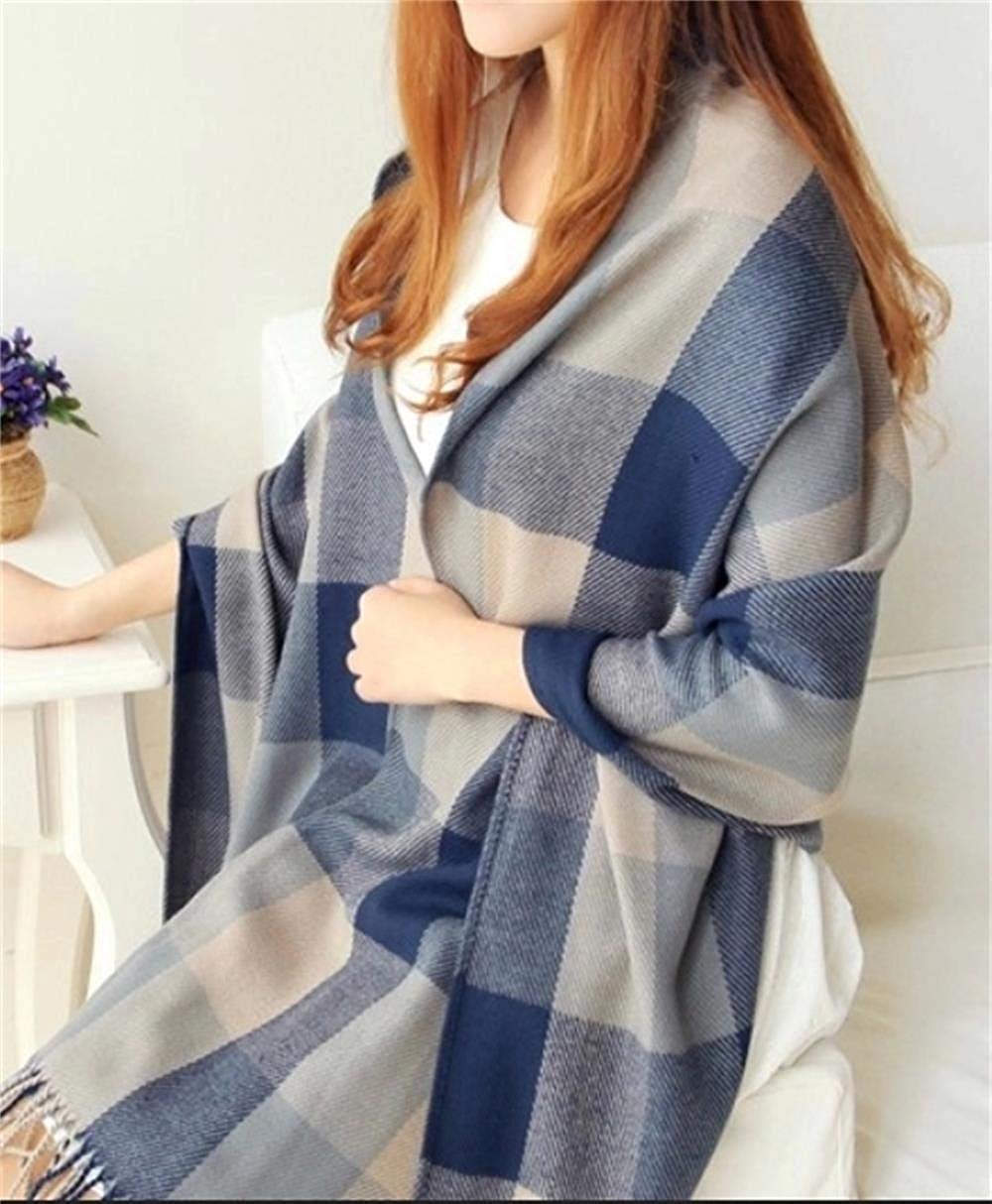 Winter Warm Plaid Scarfs for Women Long Blanket Scarf Big Grid Shawl Wrap