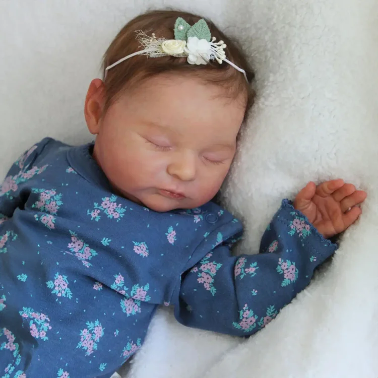  20" Handmade Lifelike Reborn Newborn Baby Brown Hair Girl Natira with Heartbeat💖 & Sound🔊 - Reborndollsshop®-Reborndollsshop®