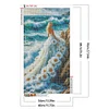 M&auml;dchen in einem blumigen Kleid am Meer - runder Bohrer Diamantmalerei - 40*70cm (gro&szlig;e Gr&ouml;&szlig;e)