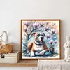 5D DIY Full Round Drill Diamond Painting Magnolia Bulldog Kit Home Decor 40x40cm