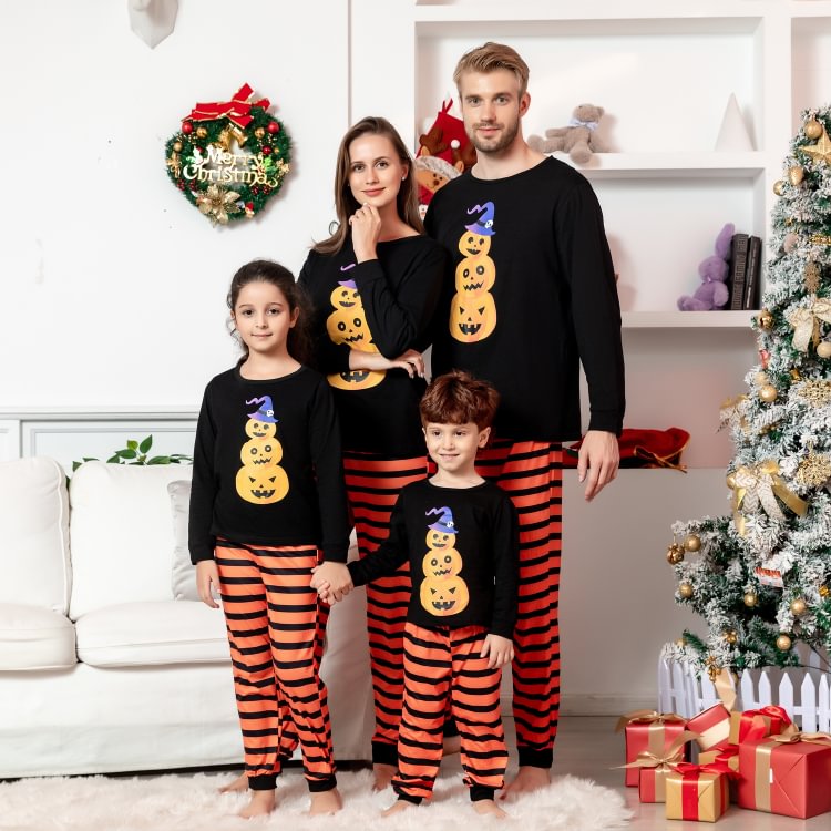 Hot Sale! Pumpkins Stripes Halloween Family Matching Pajamas Set