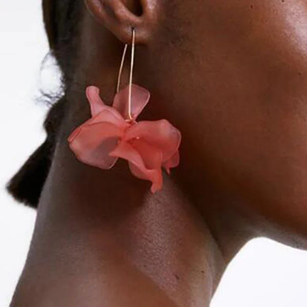 Solid Color Pretty 3D Flower Drop Earrings