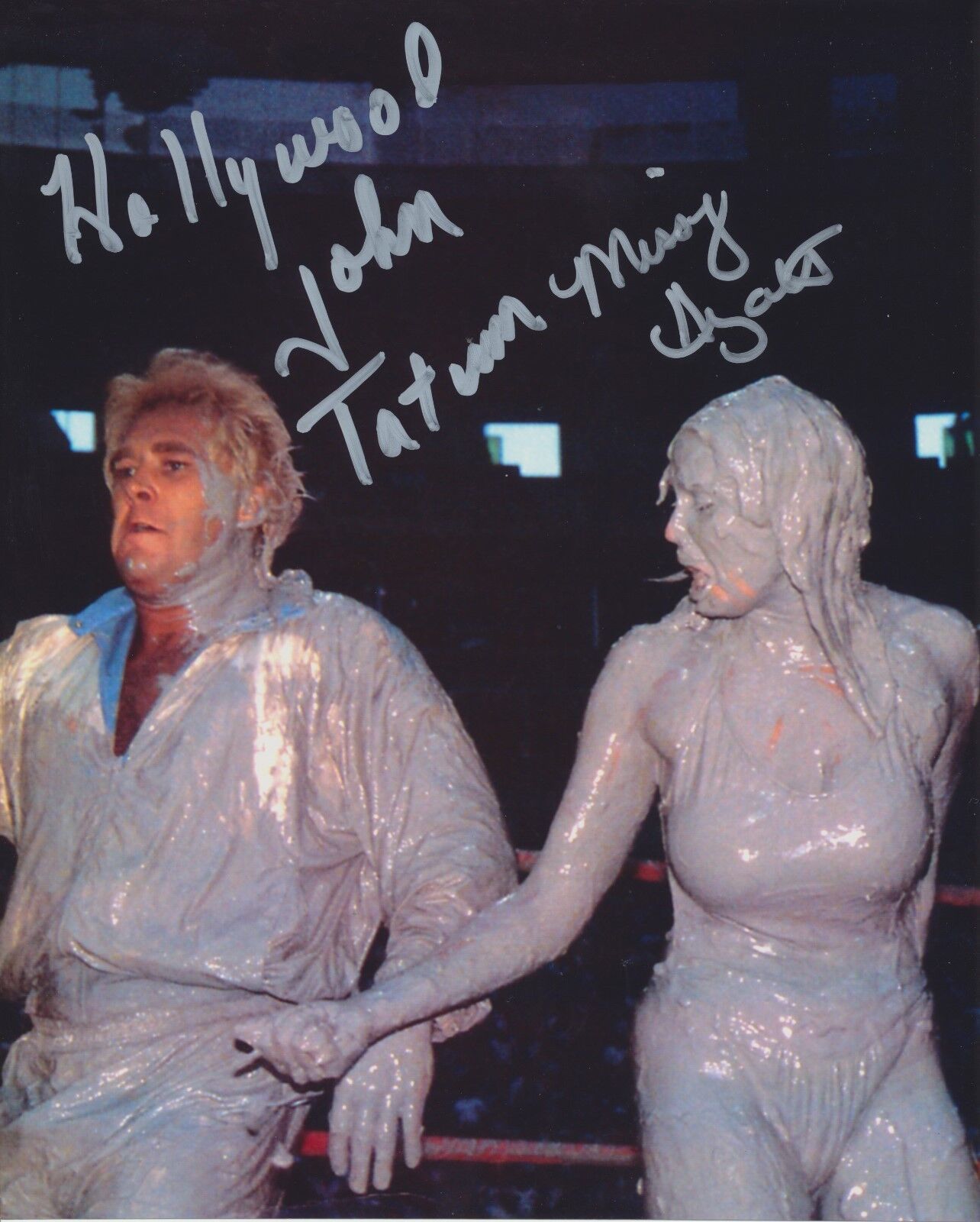 Missy Hyatt John Tatum autographed 8x10 WCCW#7 Texas Stadium Mud