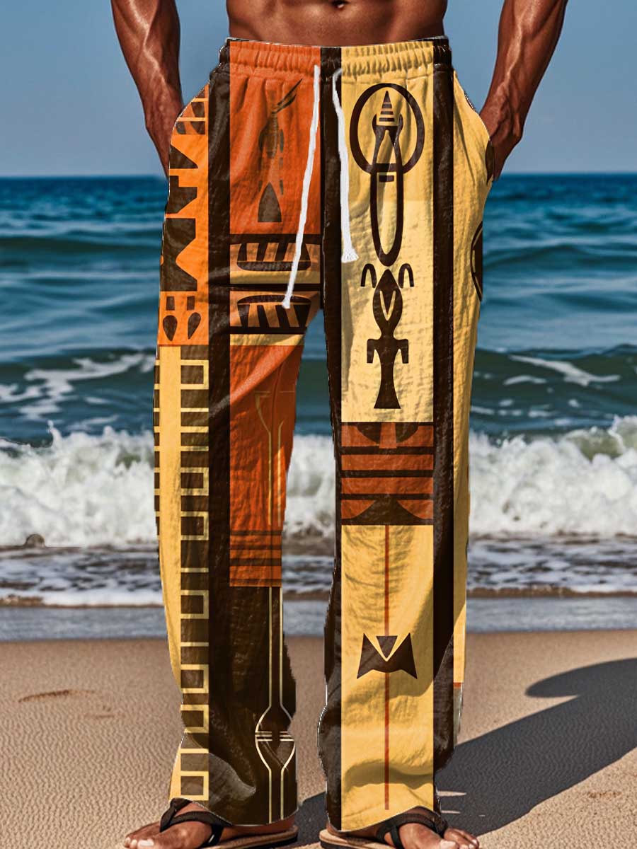 Men's Vintage African Art Patterns Comfy 100% Cotton Pants