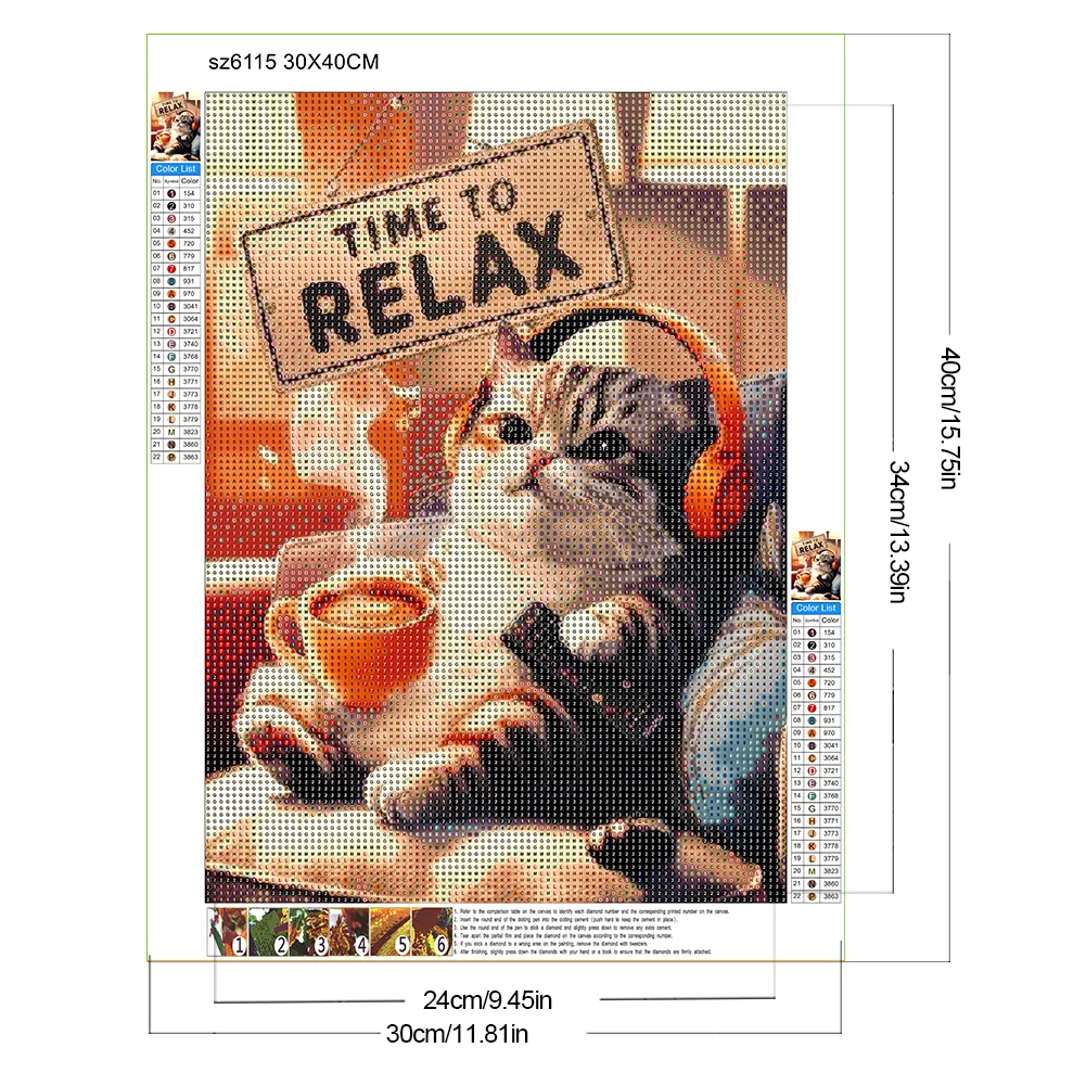 Diamond Painting - Full Round Drill - Cat(Canvas|30*40cm)