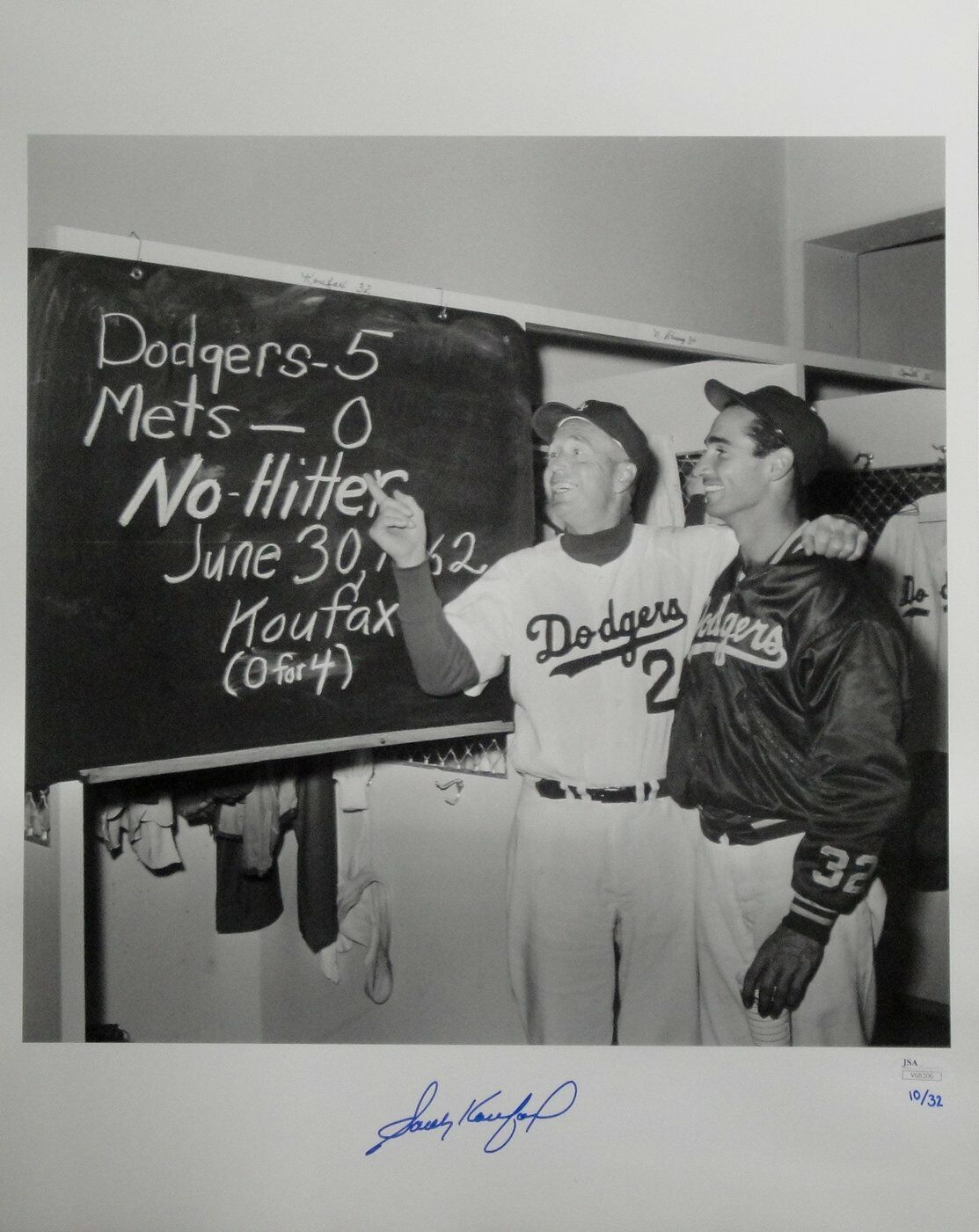 Sandy Koufax Hand Signed Autographed 16X20 Photo Poster painting Dodgers Walt Alston JSA /32