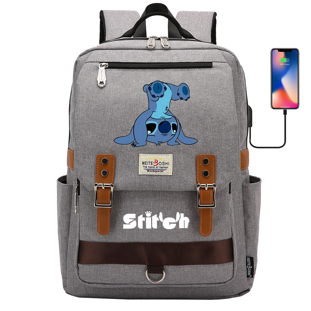Stylish Lilo & Stitch Backpack with USB Charging and 15-Inch Laptop Compartment - Perfect for School and Travel-Mayoulove
