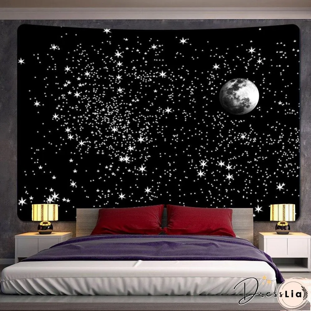 Black and white moon Mandala tapestry Bohemian decoration wall hanging bedroom psychedelic