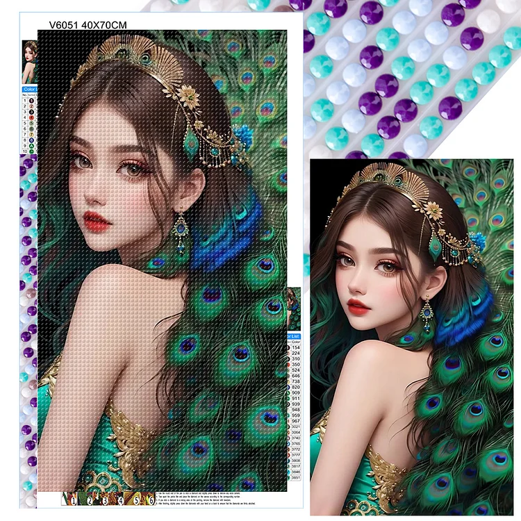 Full Round Diamond Painting - Peacock Girl 40*70CM