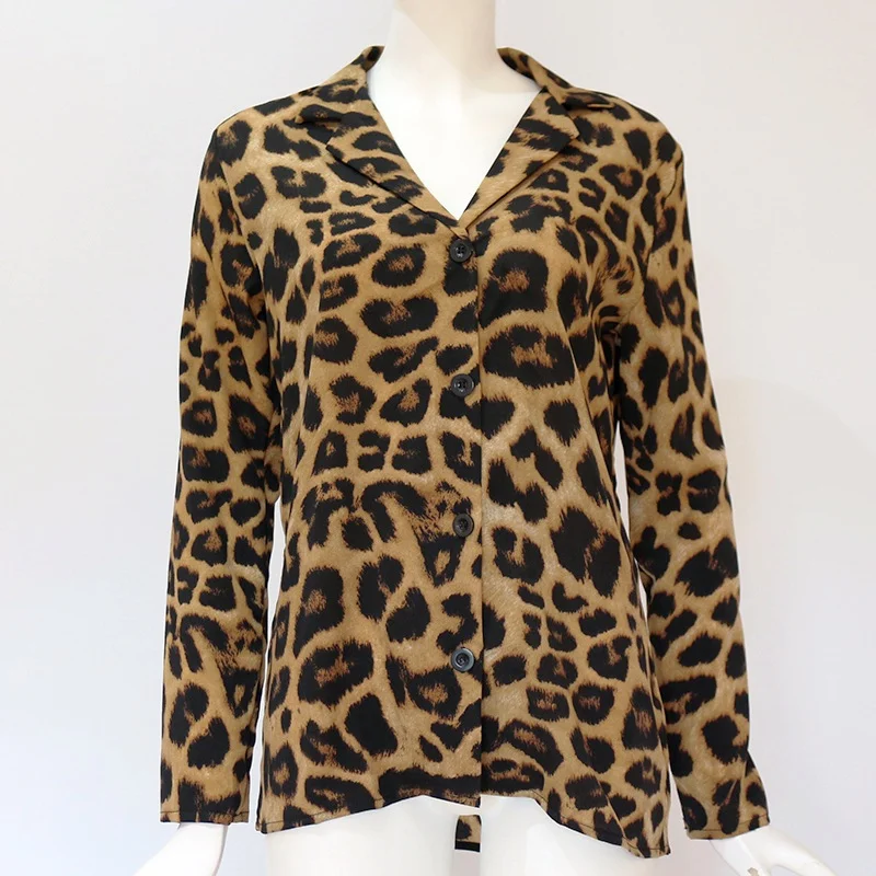 Uveng Uveng Autumn Sexy Leopard Print Chiffon Shirt Women's Shirt OL Temperament Commuter Shirt