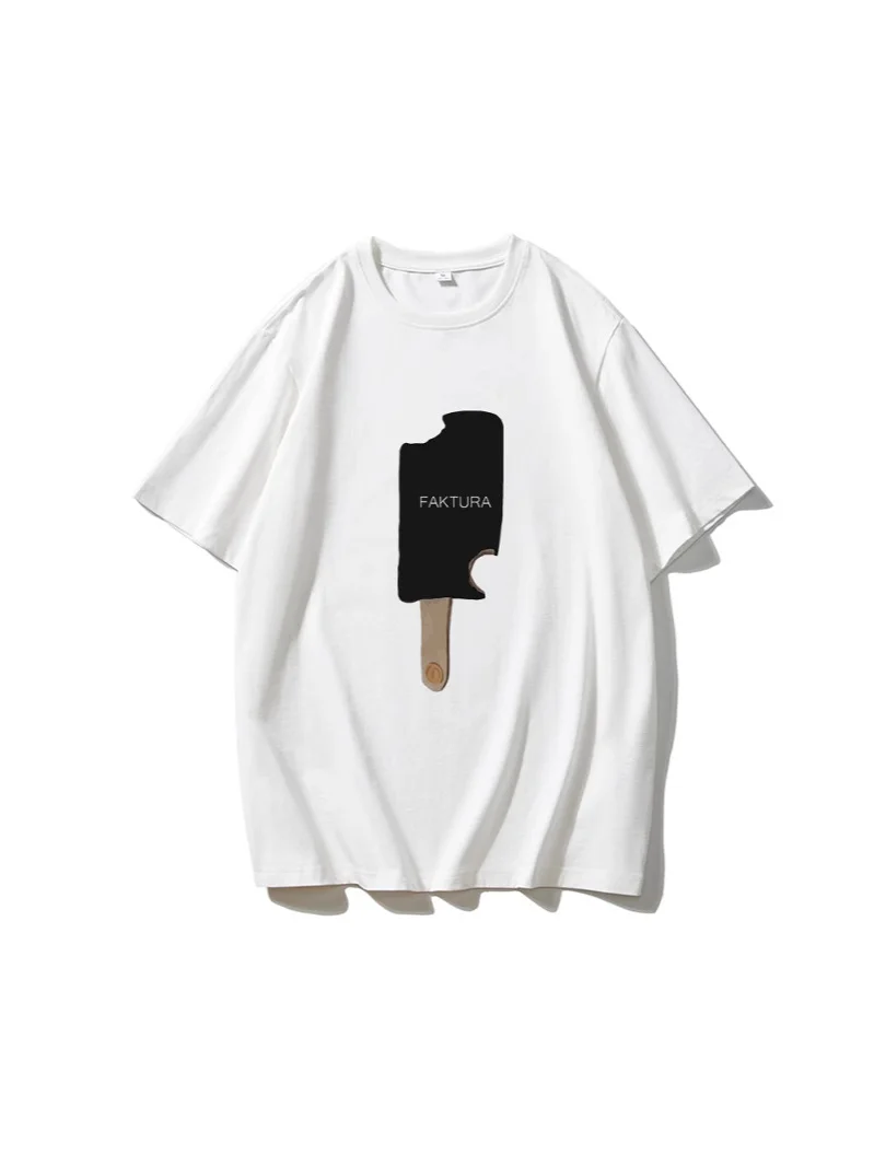 Athvotar Athvotar Sales Of Retro Simple Print T-Shirts In The Summer Free-Round Collar Pure Cotton Short Sleeves