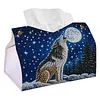 Wolf Diamond Painting Tissue Box 7.48x5.12Inch Diamond Art Tissue Box 5D Diamond Art Tissue Cover for Kitchen Restaurant Bar Office Parties