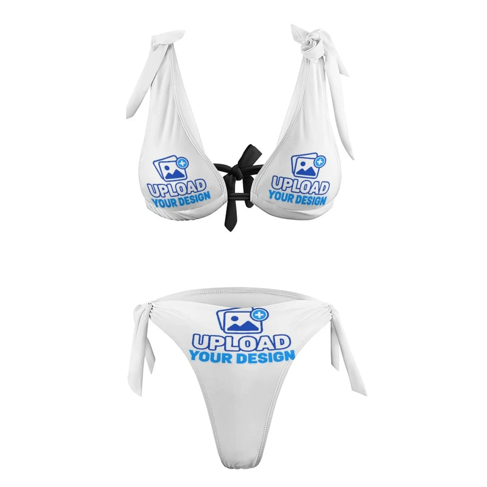 Back-Tie High-Waist Triangle Bikini Set &ndash; personalized print product image 9