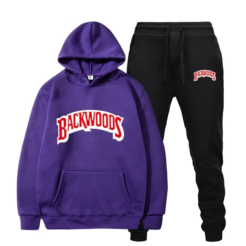 Streetwear Backwoods Hoodie set Tracksuit Men Thermal Sportswear Sets ...