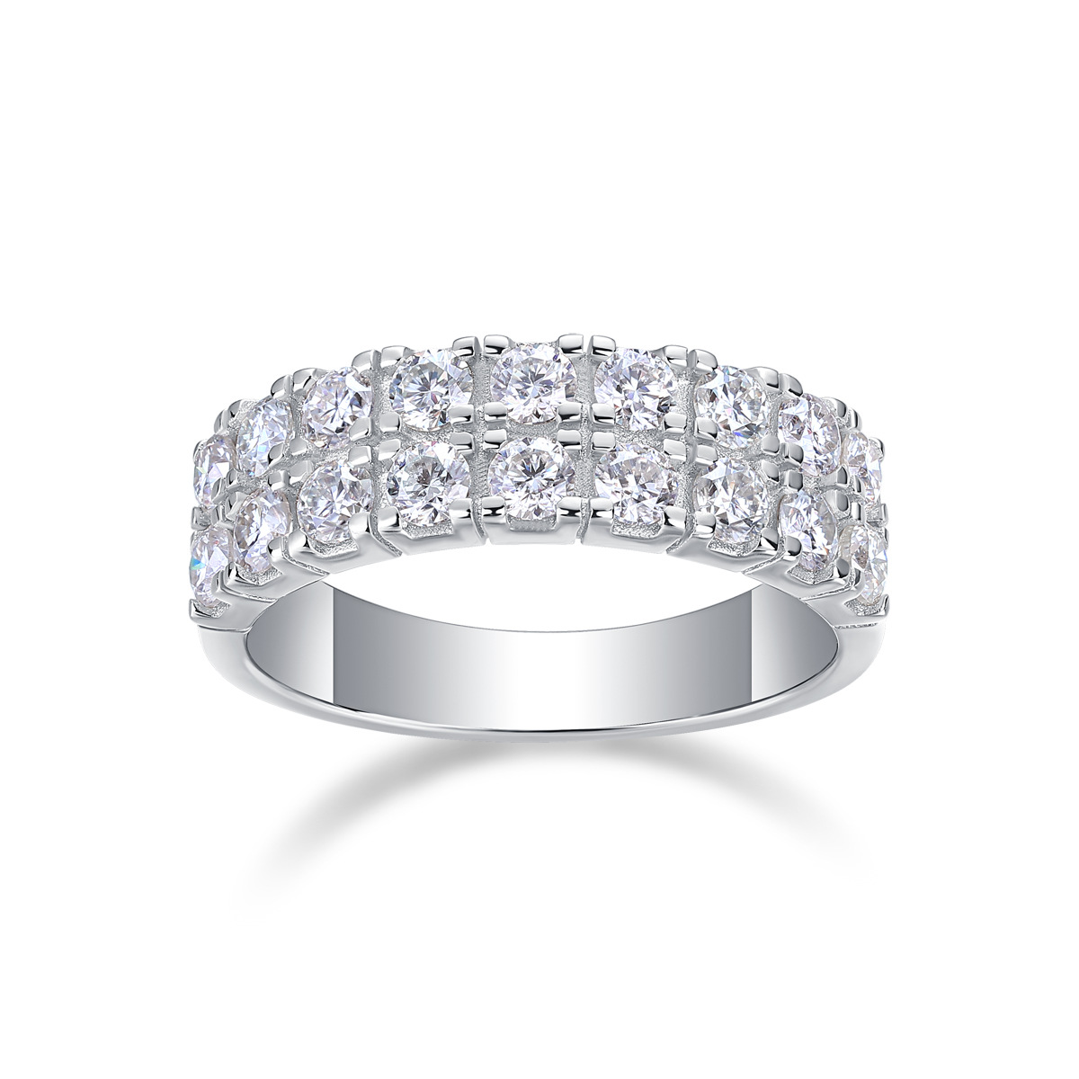 Moissanite Half Tennis Band Ring White Gold