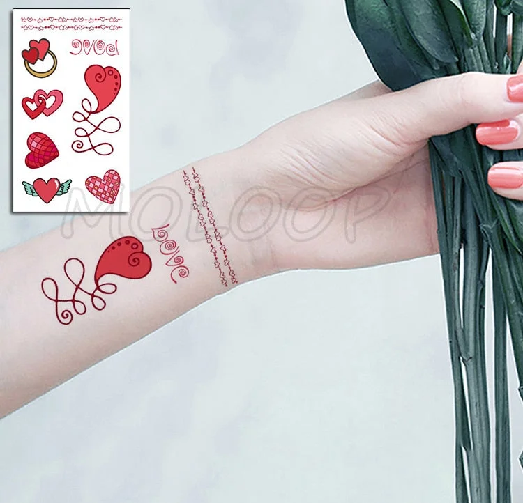 Holding Hands In Love Stickers Hand Heart Tattoo Body Art Makeup Waterproof Temporary Women and Men Fake Tatoo