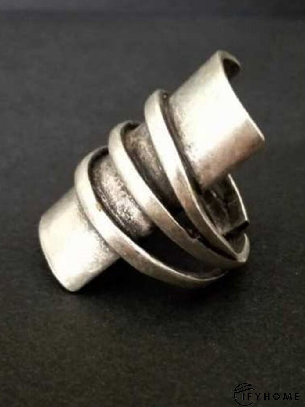 Vintage Silver Distressed Line Pattern Ring Ethnic Jewelry | IFYHOME