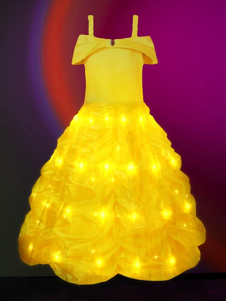 Light Up Princess Dress-up Clothes Beauty and Beast Costume for a Girl - UPORPOR