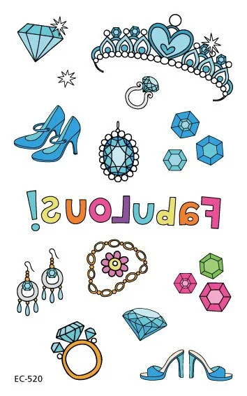 12 kinds Cartoon Fairy Princess Temporary Tattoo Stickers for Kids faux tatouage temporaire Disposable Children Cute Girl Gift