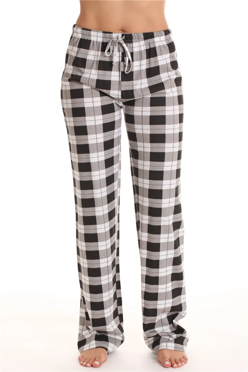 Zingj Classic Plaid Home Casual Trousers Loose Pants