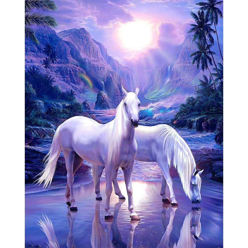 

White Horse - Round Drill Diamond Painting - 40*50CM, 501 Original