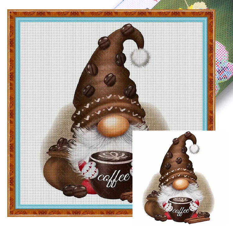 『YiShu』Coffee Gnome  - 11CT Stamped Cross Stitch(40*40cm)