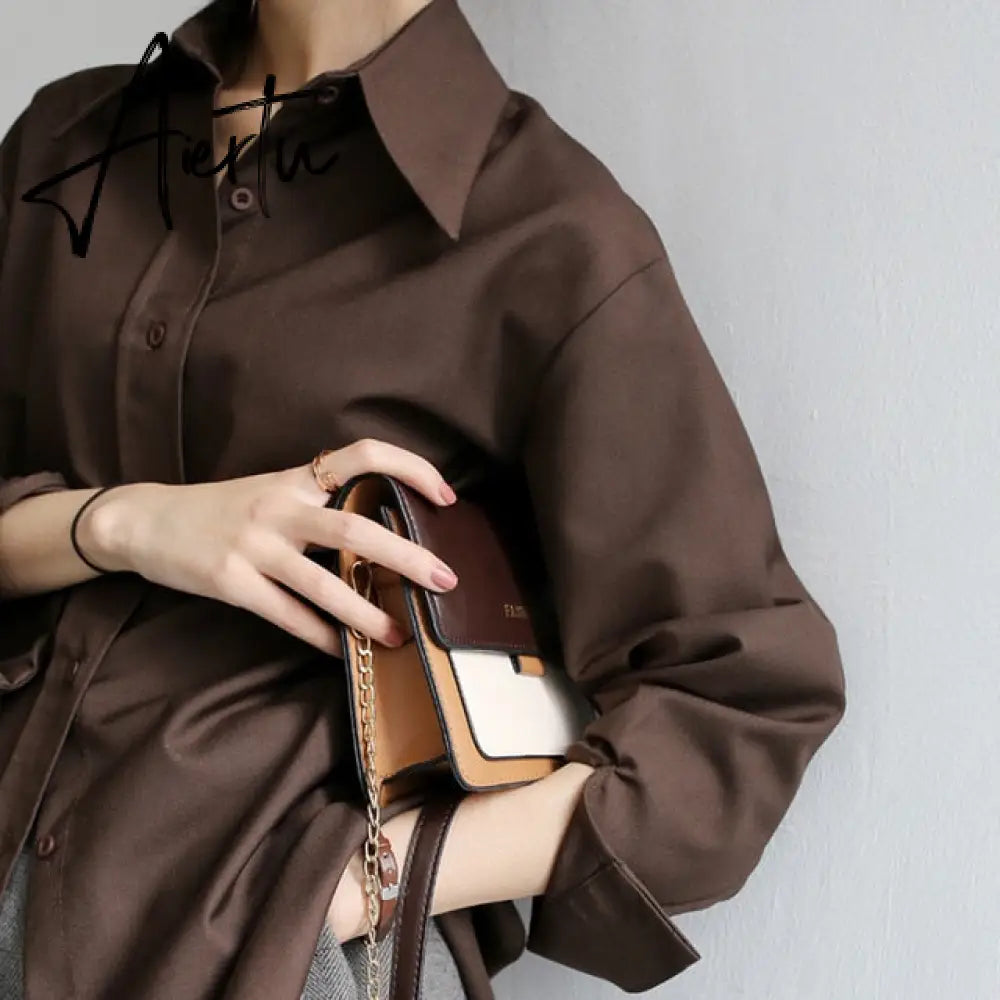 Coffee Blouse Women Spring Autumn Casual Solid Color Long Sleeve Shirt Women Korean Loose Shirt OL Style Workwear Plus Size S-XL Aiertu